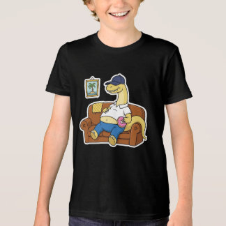 Luie Dinosaur Couch Potato Donut Ontspannende Cart Tri-Blend Shirt