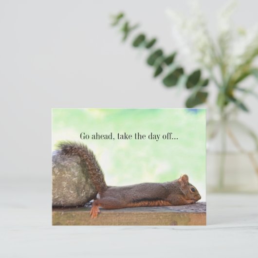 luie eekhoorn briefkaart (Staand voorkant)