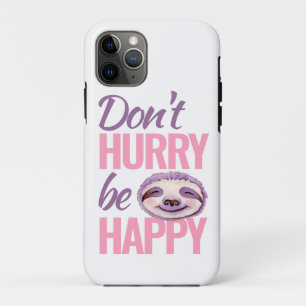 Luie gezicht niet haasten gelukkig roze paarse iPhone 11 pro hoesje