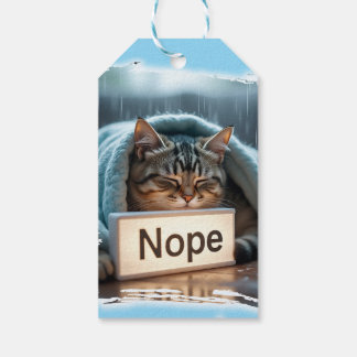 Luie grappige kat ontwerp cadeaulabel
