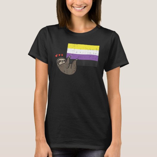 luie harten hangende nonbinaire vlag schattig enby t-shirt (Voorkant)