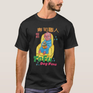 luie hond eten Tofu Pun voor Tofu fans Aziatisch V T-shirt