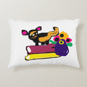 Luie kat en bloemen accent kussen