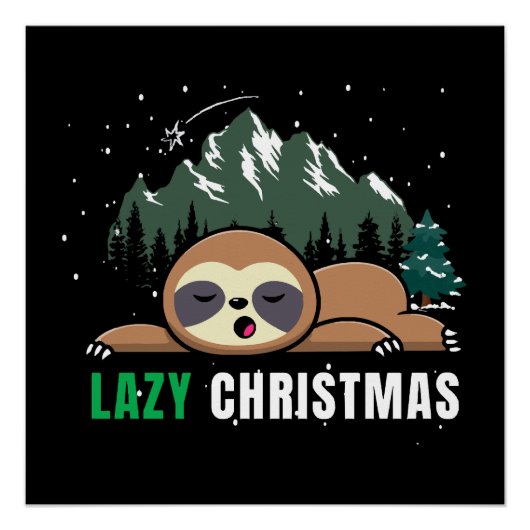 Luie Kerst Luiaard Grappig Perfect Poster (Voorkant)