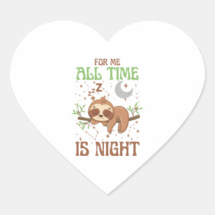 luie luiaard de hele tijd is nacht hart sticker