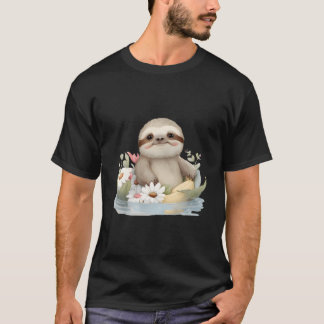 Luie luiaard die in het meer baadt Zwemmen R T-shirt