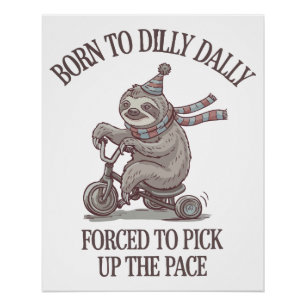 Luie Luiaard Retro Fiets Cartoon Perfect Poster