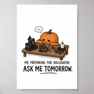 Luie Pompoen Halloween Voorbereiding Illustratie Poster