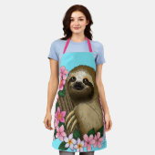 Luie roze bloemen schort (Gedragen)