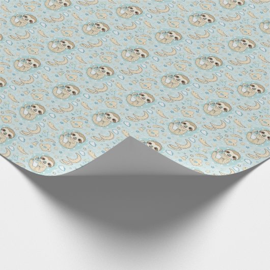 Luie Schattigee Baby Pastel Waterverf Patroon Cadeaupapier (Hoek)