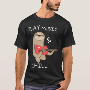 Luie Schattigee en grappige luiaard spelen muziek T-shirt