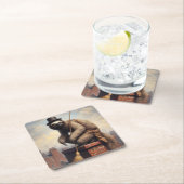 Luie schoorsteenveger vierkante kartonnen onderzetter (Insitu)