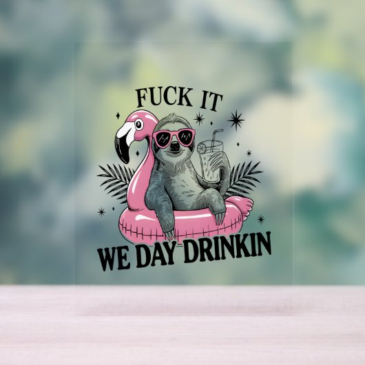 Luie sloth die overdag drinkt acryl bord (Neutraal)