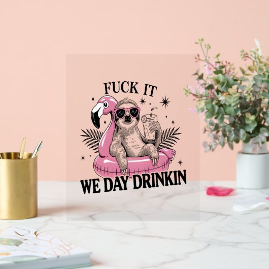 Luie sloth die overdag drinkt acryl bord (Huwelijk)