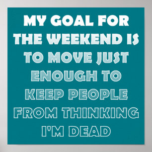 Luie Weekend Grappige Poster Bord