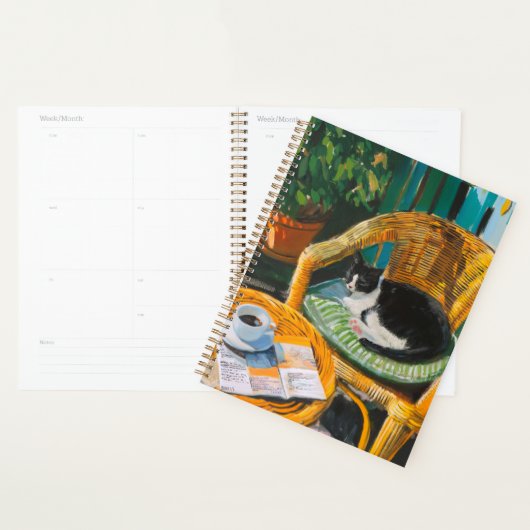 Luie zondagochtend | Gezellige kat & koffie schild Planner (Display)