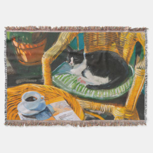Luie zondagochtend Schilderij van knusse kat en Deken