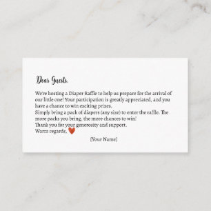 Luier Raffle Autumn Teddy Bear Baby shower Informatiekaartje