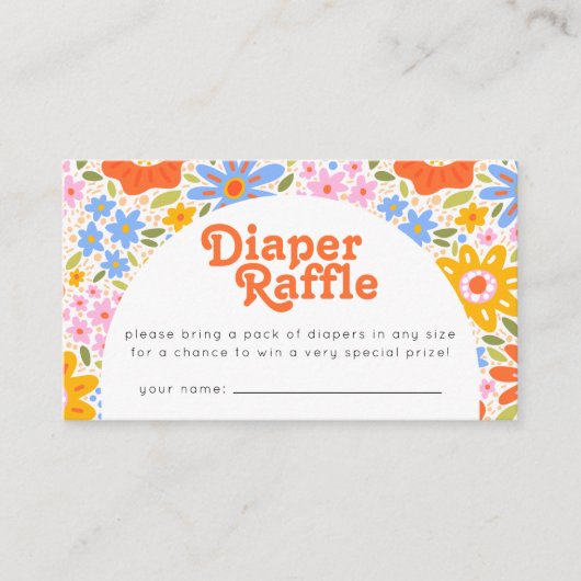 Luier Raffle Baby in Bloom Groovy Baby shower Informatiekaartje (Voorkant)