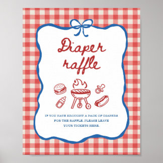 Luier Raffle Baby Q BBQ Koppel Baby Shower Poster