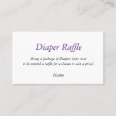 Luier Raffle Baby shower spel Plaatskaartje (Voorkant)