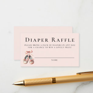 Luier Raffle Ballerina Schoenen Meisje Baby shower Informatiekaartje