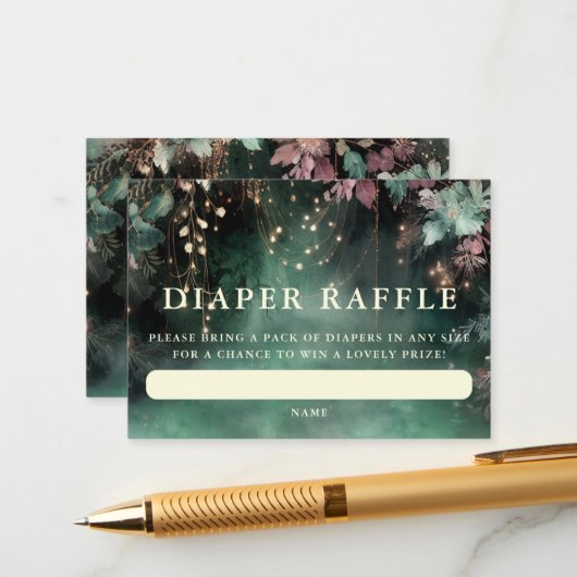 Luier Raffle betoverd bos groen boog Informatiekaartje (Voorkant / Achterkant in situ)