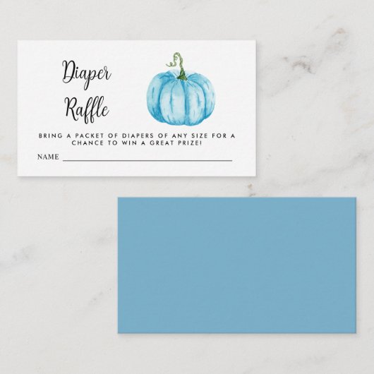 Luier Raffle Blauwe Pompoen Informatiekaartje (Voorkant / Achterkant)