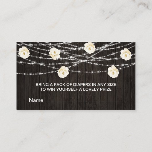 *~* Luier Raffle Bloemen Hout Rustieke String Ligh Informatiekaartje (Achterkant)