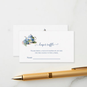 Luier Raffle Blue Hydrangea Tea Party Informatiekaartje