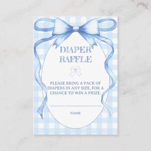 Luier Raffle Bow Lint Blauwe Waterverf Informatiekaartje (Voorkant)