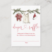 Luier Raffle Clothesline Winter Baby shower Informatiekaartje (Voorkant)