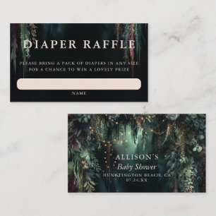 Luier Raffle Enchanted Forest Rozen Baby shower Informatiekaartje