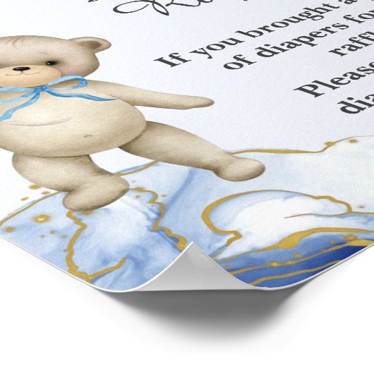 Luier Raffle Game We kunnen bijna wachten blauwe b Poster (Hoek)