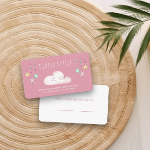 Luier Raffle Gedicht Cloud Stars Meisje Baby showe Informatiekaartje