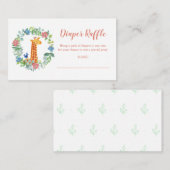 Luier Raffle Giraffe Bloemen Krans Baby shower Informatiekaartje (Voorkant / Achterkant)