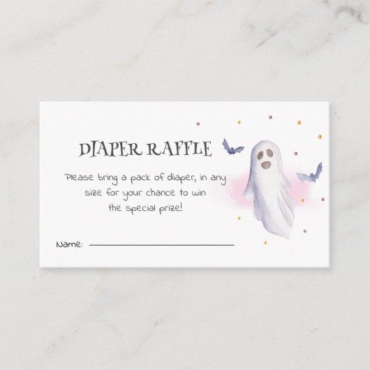 Luier Raffle Halloween Schattige Ghost Baby shower Informatiekaartje (Voorkant)
