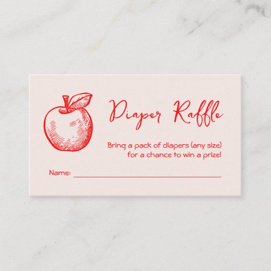 Luier Raffle Hand getrokken Apple Herfst Baby show Informatiekaartje (Voorkant)