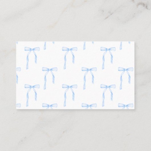 Luier Raffle Kaart Blue Bow Visitekaartje (Achterkant)