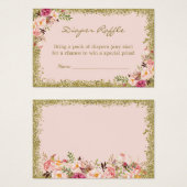 Luier Raffle Kaart Blush Roze Gouden Glitter Bloem (Voorkant /achterkant)