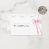Luier Raffle Kaart Roze Bow Notitiekaartje (Voorkant / Achterkant in situ)