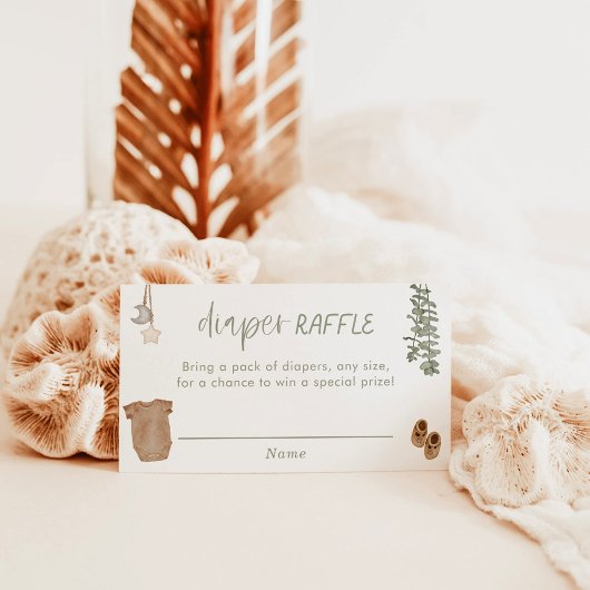 Luier Raffle Kaart, Sage Groen Neutraal Baby showe Informatiekaartje