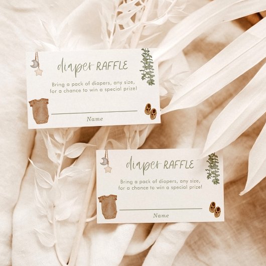 Luier Raffle Kaart, Sage Groen Neutraal Baby showe Informatiekaartje