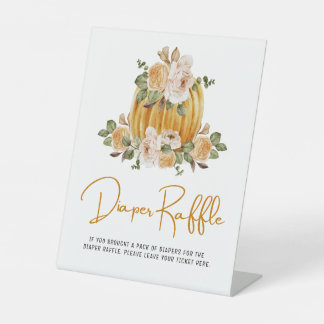 Luier Raffle Kleine Pompoen Herfst Baby shower Reclamebord Met Voetstuk