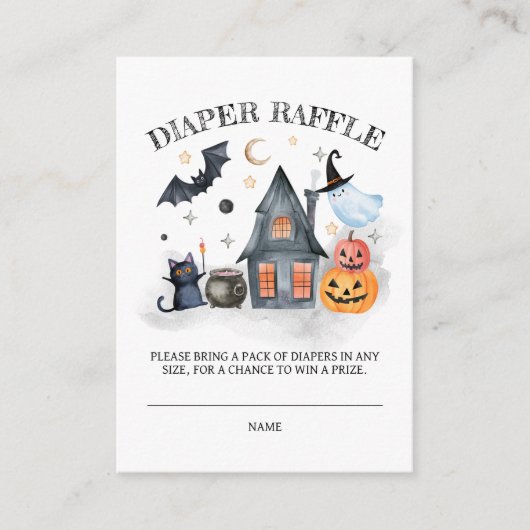 Luier Raffle Little Boo Halloween Baby shower Informatiekaartje (Voorkant)