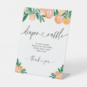 Luier Raffle Little Cutie Citrus Baby shower Reclamebord Met Voetstuk