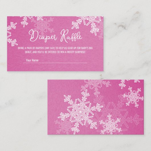 Luier Raffle Minimalistische Roze Sneeuwvlok Patro Informatiekaartje (Voorkant / Achterkant)