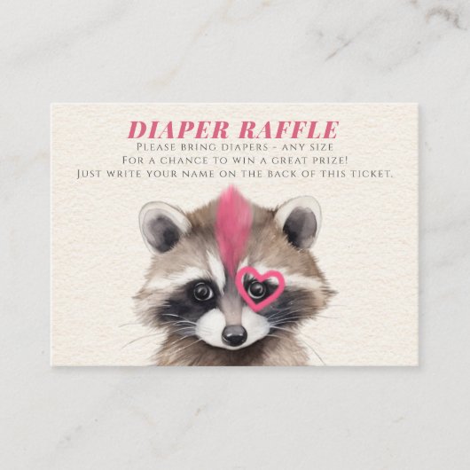 Luier Raffle Mohawk Raccoon Baby shower Informatiekaartje (Voorkant)