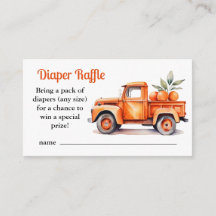 Luier Raffle oranje vrachtwagen citrus baby shower