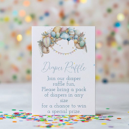 Luier Raffle regenboog Luchtballon Baby shower Informatiekaartje